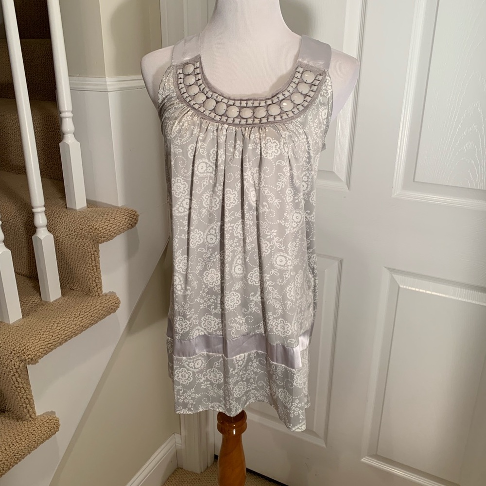 NWT, tunic/mini dress, embellishment at neckline.